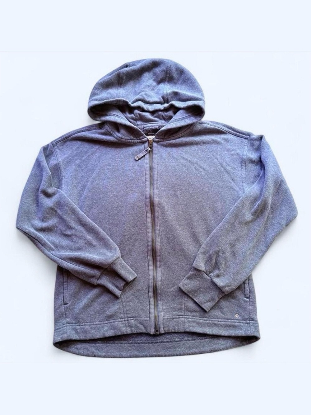 prAna - dusty blue zip up hoodie - sustainable fashion!